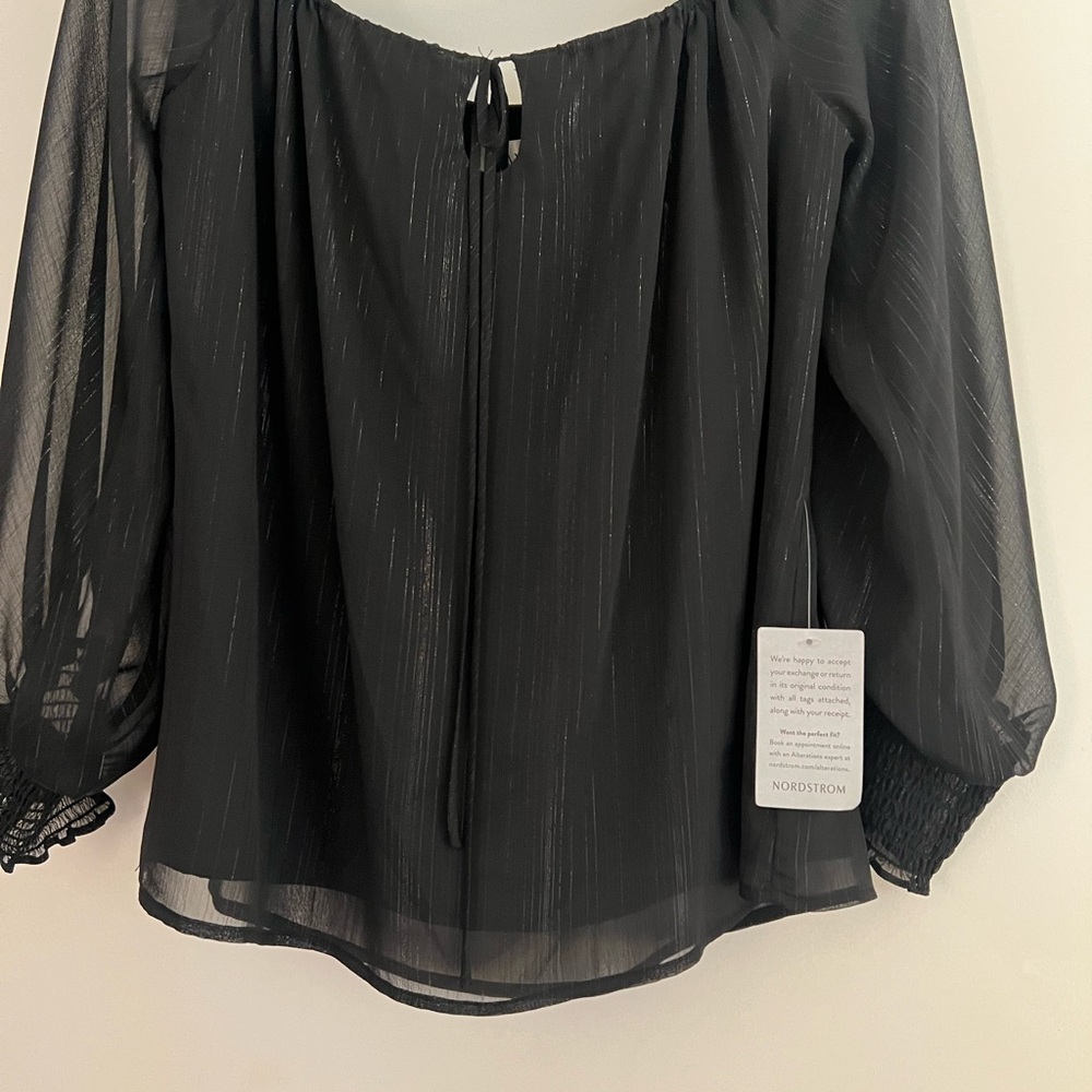 Nordstrom Elegant Black Sheer Blouse